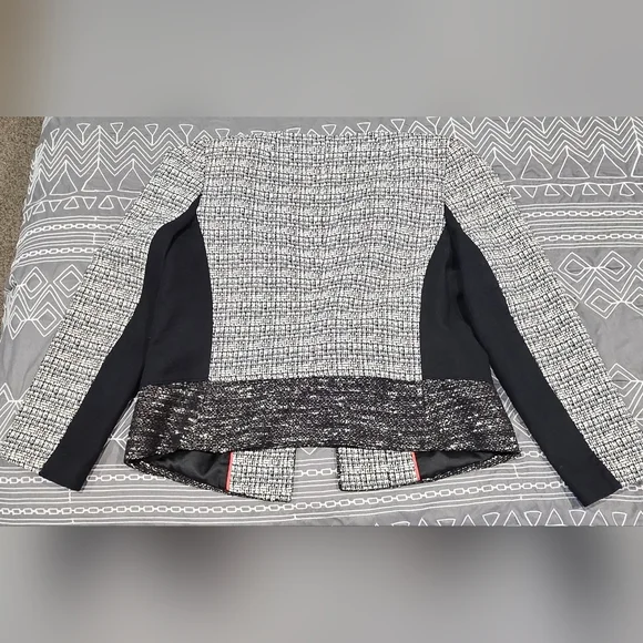Banana Republic Tweed Black White And Cream Blazer Size 8 - Picture 8 of 8
